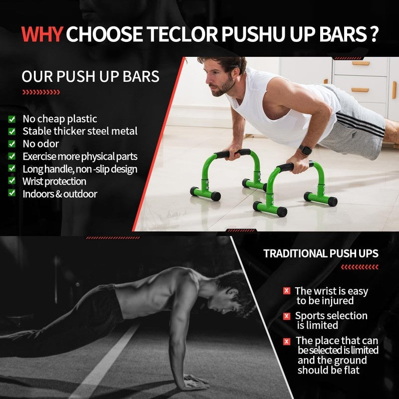 Push Up Parallettes Bars 9.5" Heavy Duty Stand for L Sit, Dip Calisthenics6