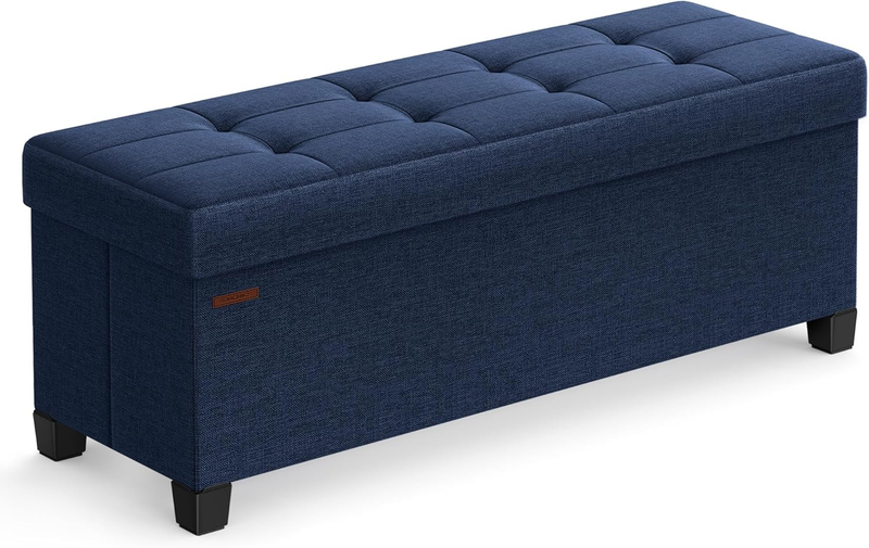 Foldable Storage Ottoman Bench Foot Rest 43'' Bedroom Living Room Midnight Blue9