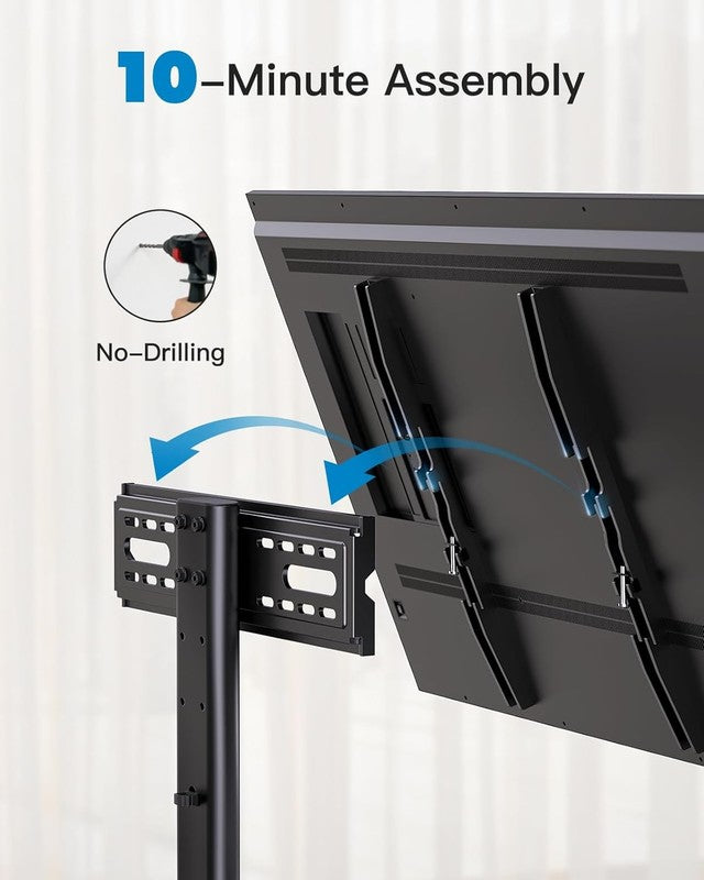 Universal TV Stand for 32–60" TVs, Height Adjustable Mount with Glass Base5