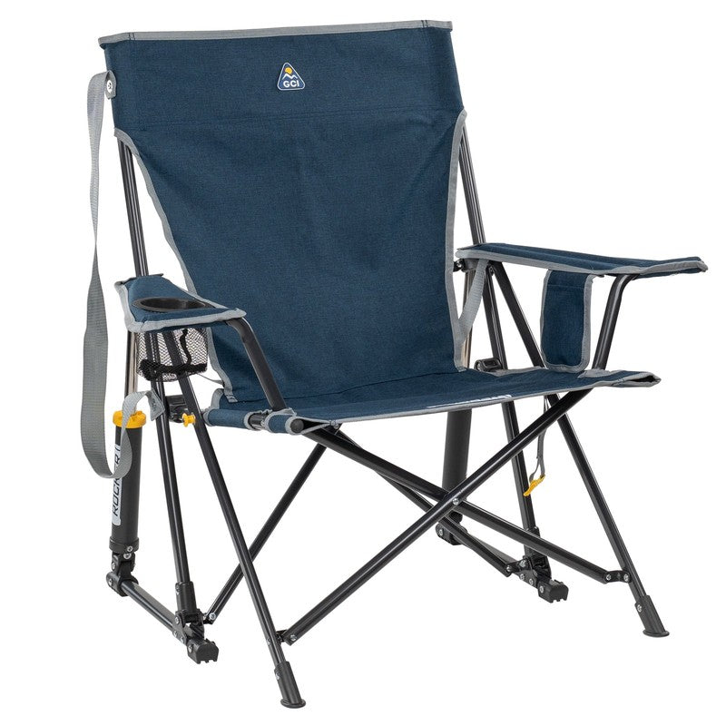 Foldable Rocking Camp Chair Kickback Rocker Heathered Indigo0