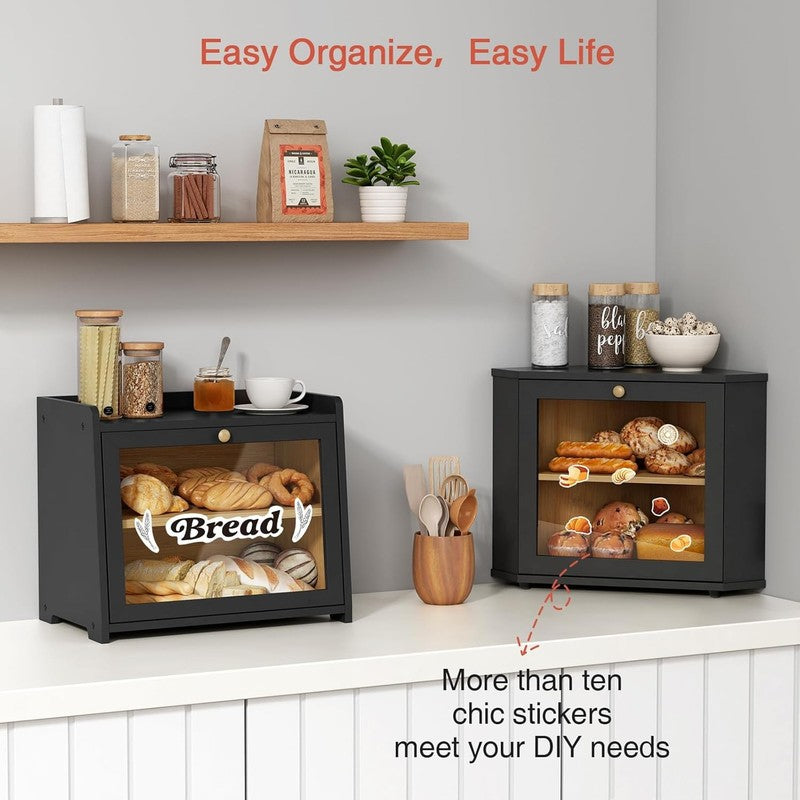 Black Corner Bread Box 2-Layer Under-Cabinet Bread Storage Container3