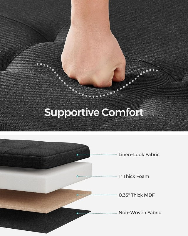 Foldable Storage Ottoman Bench Foot Rest 43'' Bedroom Living Room Ink Black3