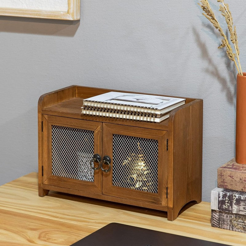   Storage Cabinet, Mini Countertop Cabinet, Wood Organizer for Kitchen Living Ro9