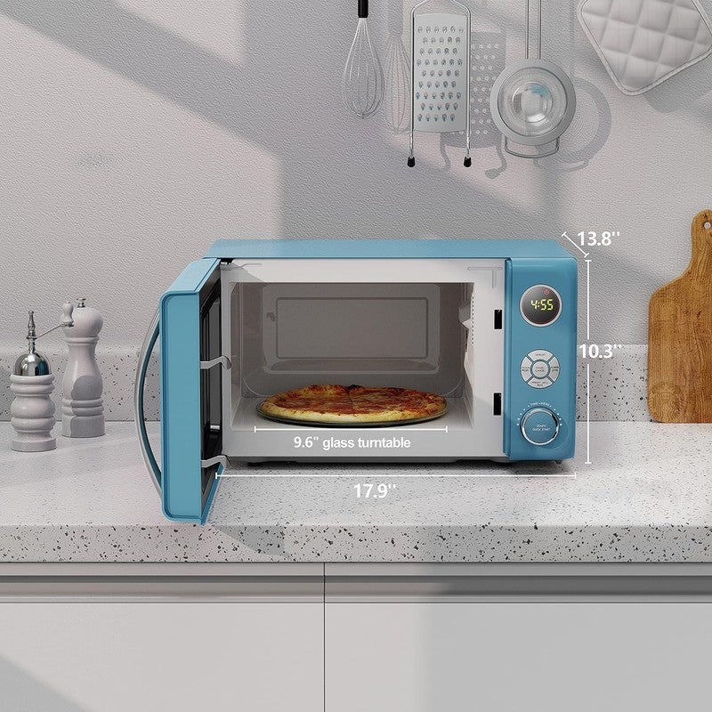 0.7 Cu Ft Retro Microwave Oven LED Pull Handle Child Lock Bebop Blue5