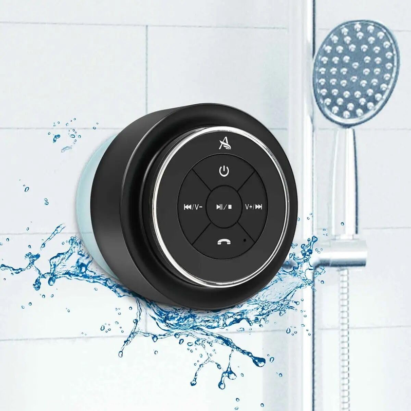 Soundangel Mate Shower Speaker, IPX7, Deep Bass, 12H Play, Mic, Silver Gift10