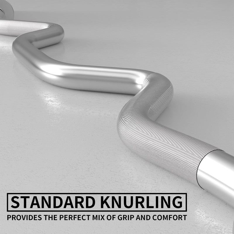48" EZ Curl Barbell   Chrome Weightlifting Bar, 440lb Capacity, Silver Finish5
