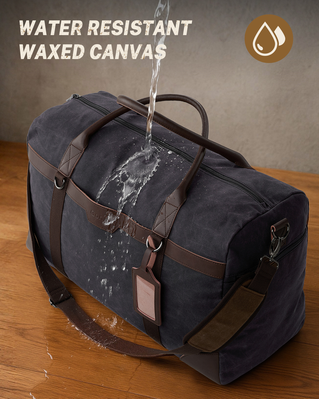 55L Waxed Canvas Duffle Bag Vintage Weekender Travel Duffel w/Shoe Comp7