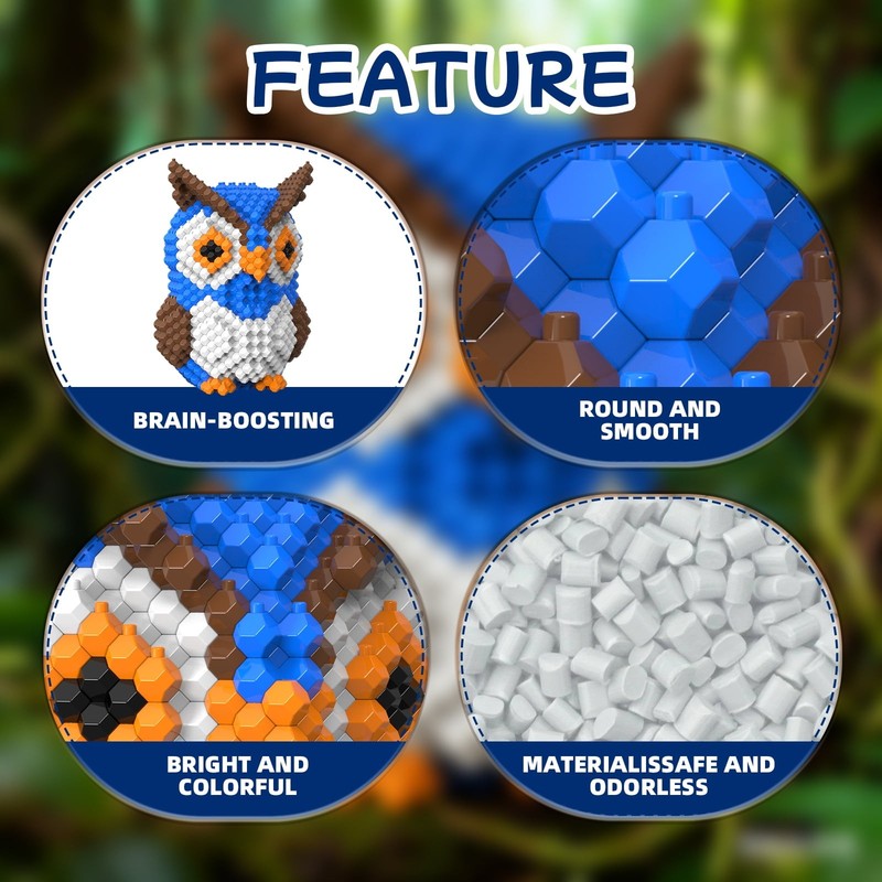 Owl Building Block Set Miniature 3D Educational Challenging STEM 548 Pieces 1-Co3