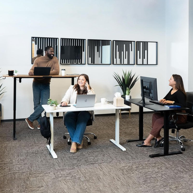 47.2" Electric Standing Desk Sit Stand Wood Top Home Office White5