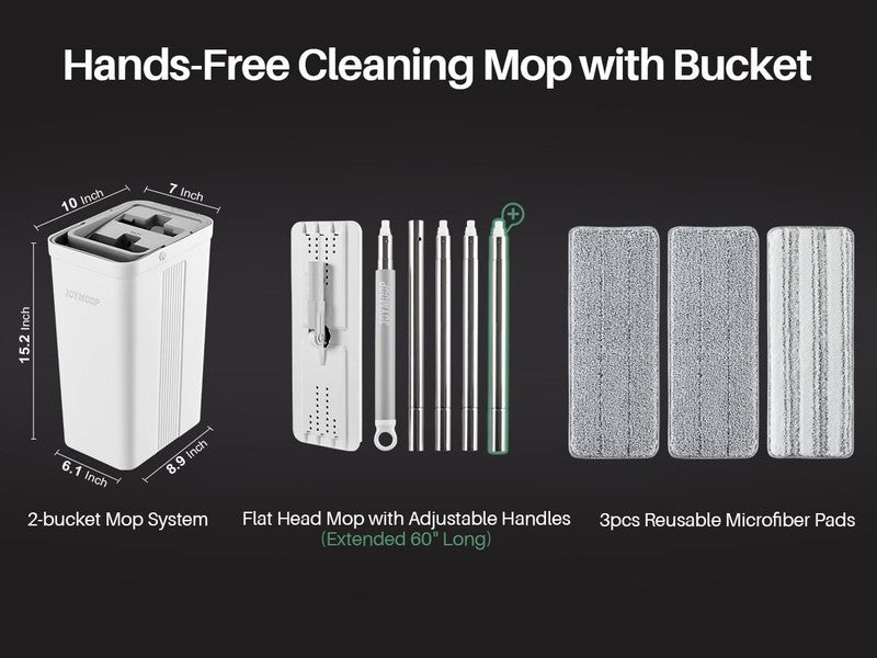 Mop and Bucket with Wringer Set, Flat Mop Head Spin, Dust Mops for Wall Cleaner 6