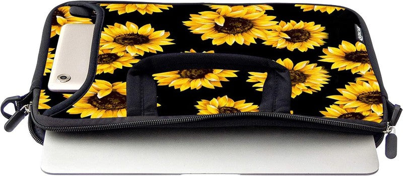 14 15.6 Laptop Sleeve Bag Sunflowers Neoprene Carry Case w/ Handle Pocket3