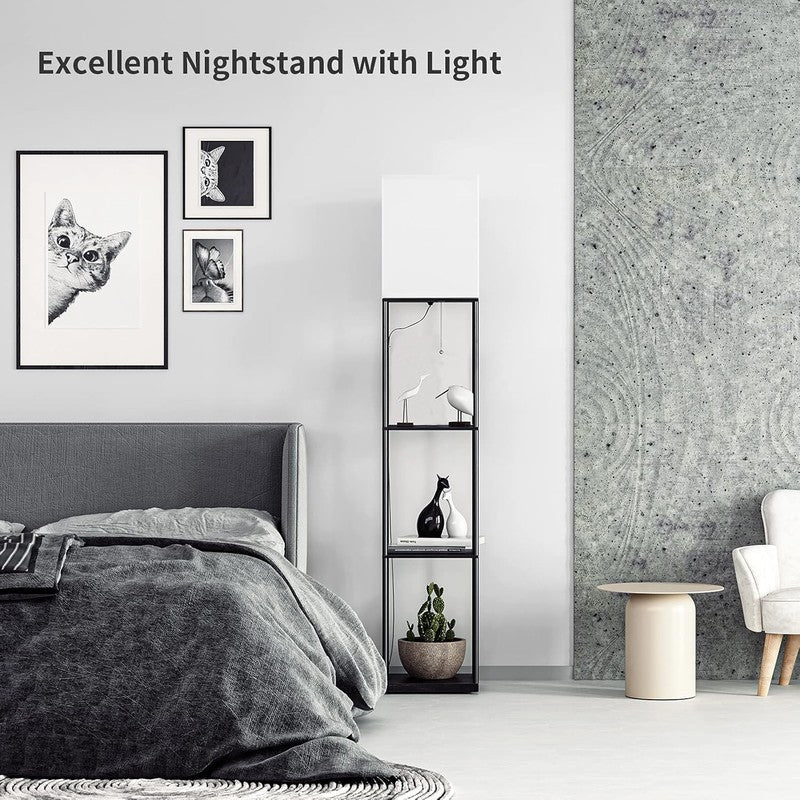 Floor Lamp with Shelves, Modern Square Standing Lamp with 3 Color Temperature Bu4