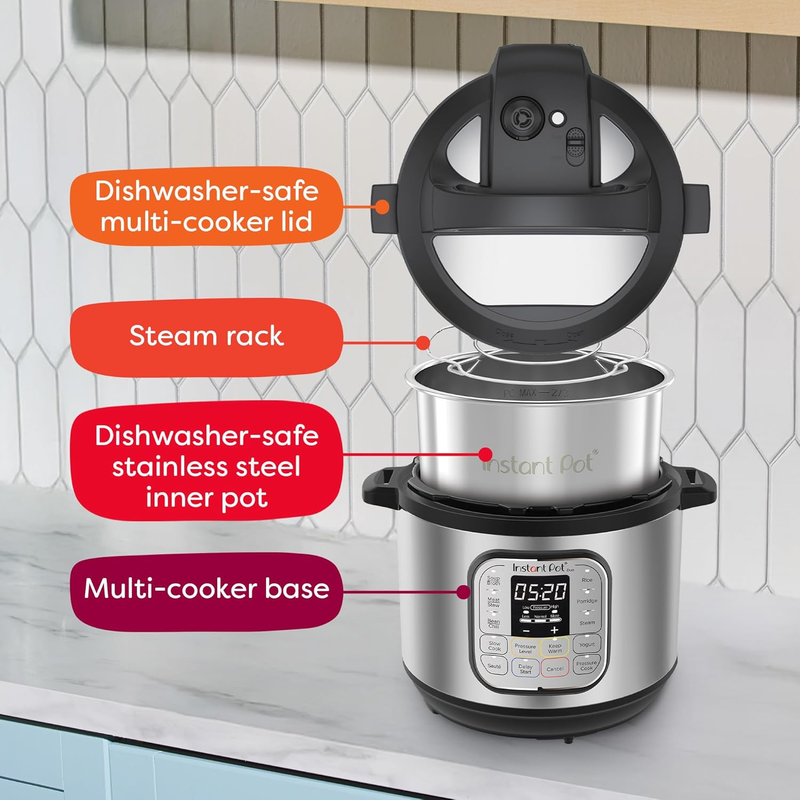 3 Qt Electric Pressure Cooker 7-in-1 Rice Slow Cooker Steamer Stainless Steel8