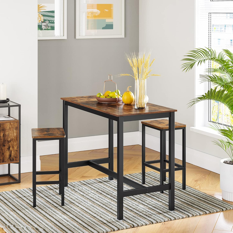 Bar Stools, Set of 2 Bar Chairs, Kitchen Breakfast Bar Stools with Footrest, Ind3