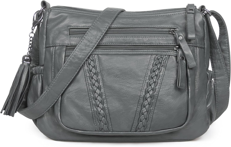 Women Crossbody Bag Tassel PU Leather Shoulder Handbag Purse Pocketbook9