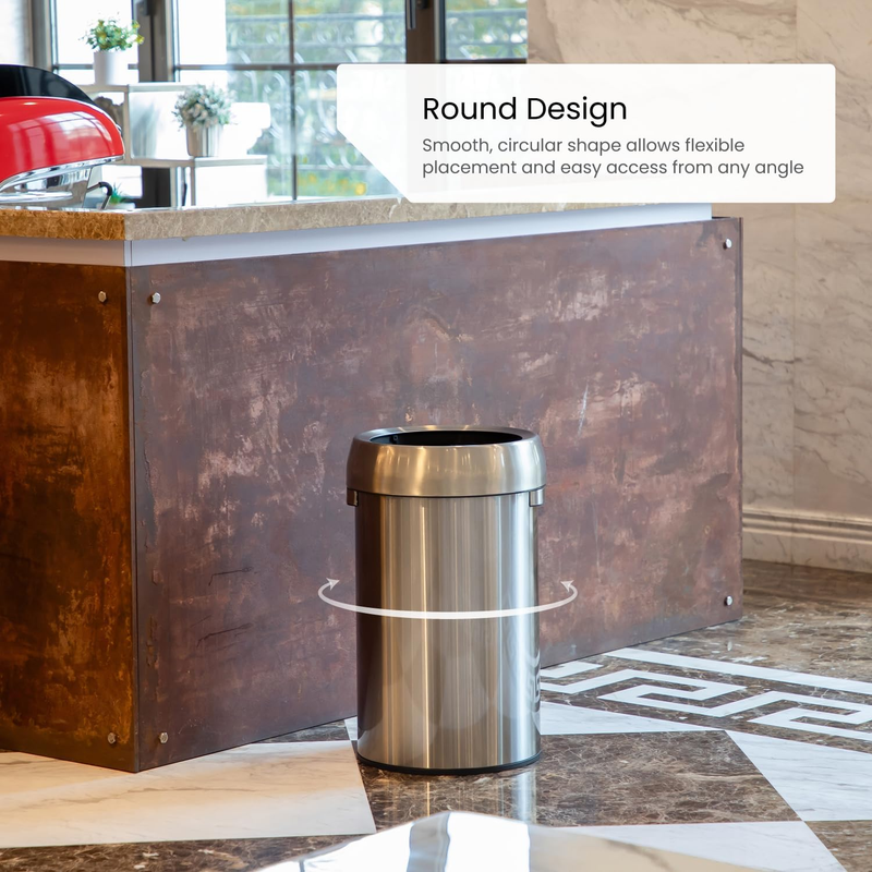 16 Gallon Open Top Trash Can for Commercial and Office Use, round Design, Silver3