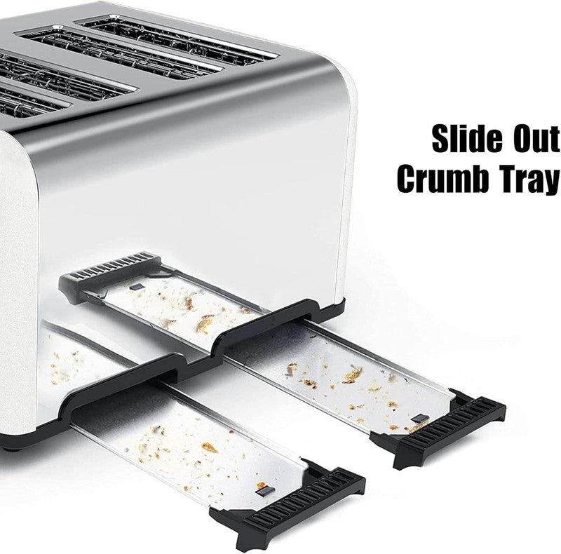 4 Slice Toaster White - Stainless Steel, LCD Timer, Wide Slots, Dual Display6