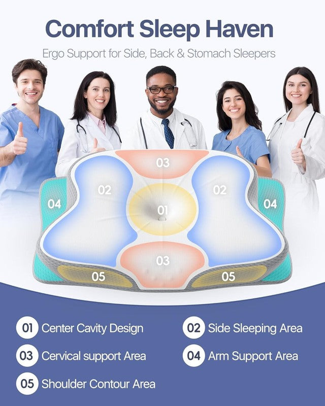 Cervical Memory Foam Pillow Neck Pain Relief Ortho Support Cooling Case1