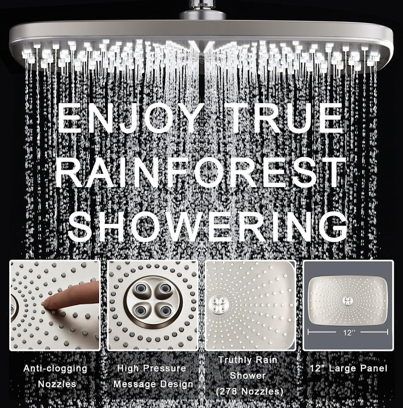 High Pressure Rain Shower Head w/ Handheld 10-Spray Combo Detachable Jets Silver2
