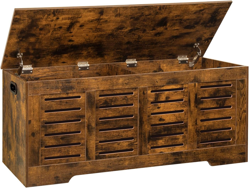 47.3'' Wooden Toy Box Storage Chest Flip Top Entryway Shoe Bench Rustic Brown9