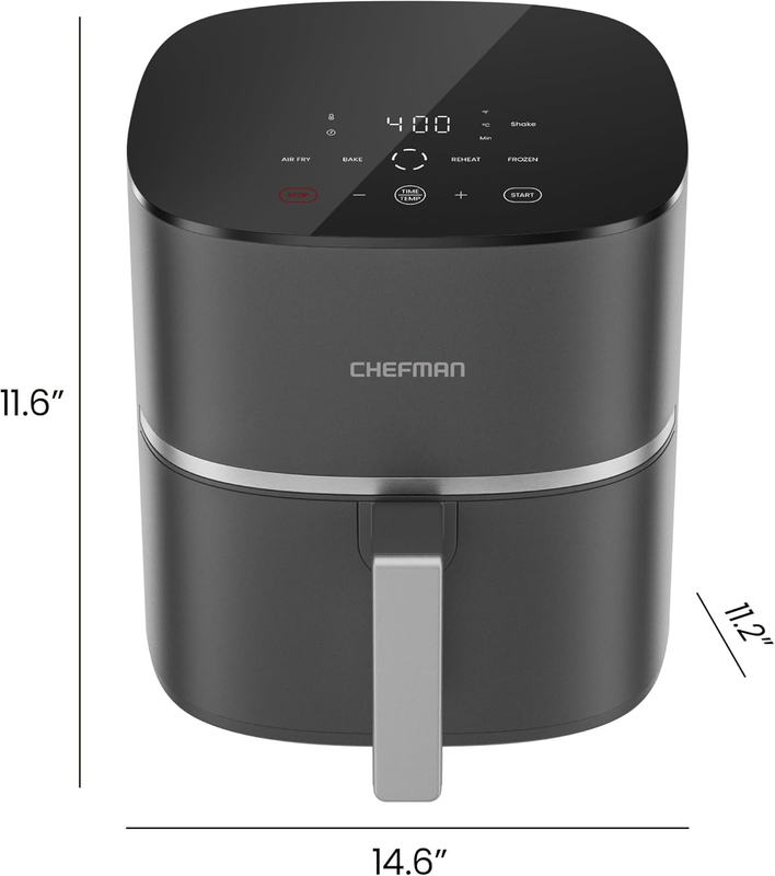 Turbox 4-in-1 Air Fryer, 5Qt, Air Fry/Bake/Reheat/Frozen, Digital Touch, Gray6
