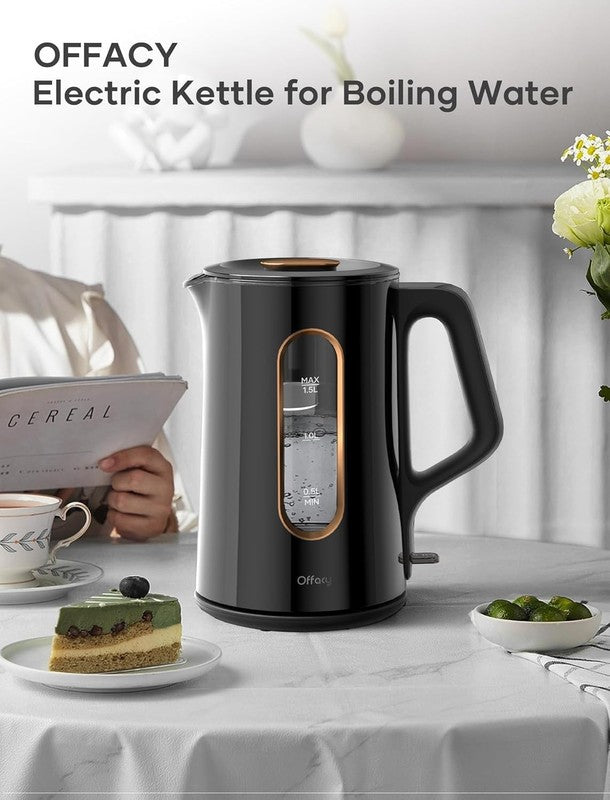 Electric Kettle 1.5L 1200W Double Wall Glass Fast Boil Hot Water Boiler Black1