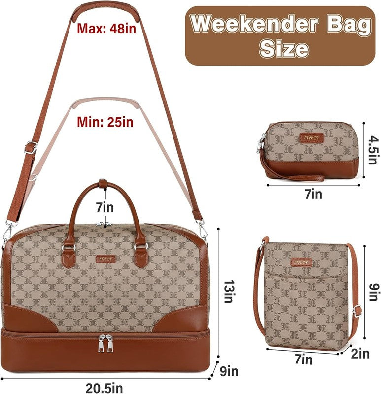 Women’s Weekender Travel Duffel Bag Carry On w/ Shoe Compartment Large Nylon7