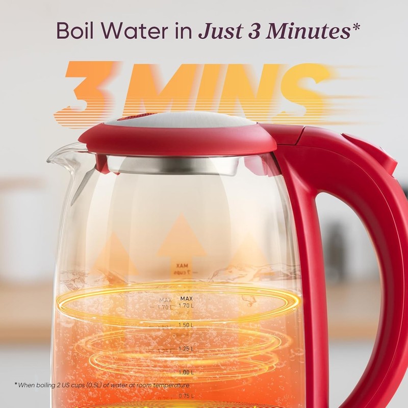 Electric Kettle, No Plastic Filter & Spout, Tea Kettle & Hot Water Boiler for Co4