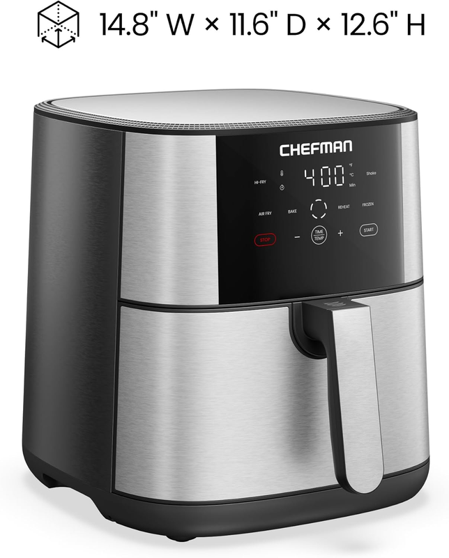 8Qt TurboFry Air Fryer 4 in 1 XL Basket Bake Dehydrate Stainless Steel6