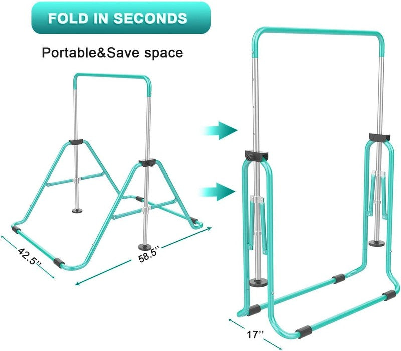Adjustable Kids Gymnastic Bars Folding Training Kip Bar Expandable Home Use1