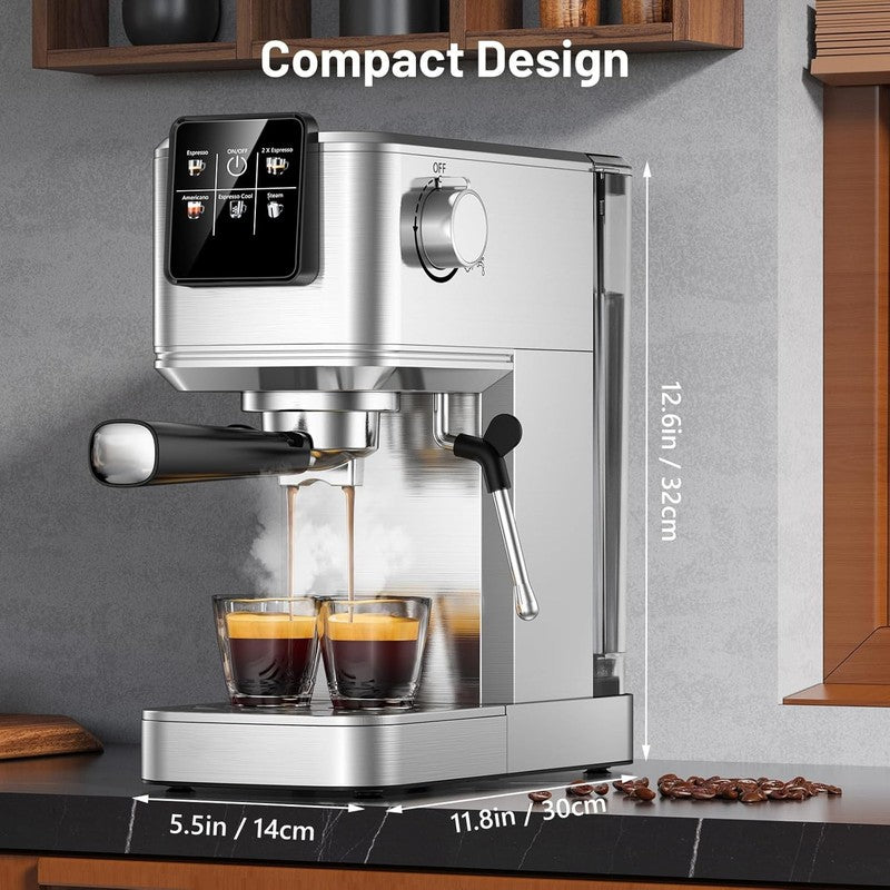 20 Bar Espresso Machine Stainless Steel with Milk Frother Touch Screen7