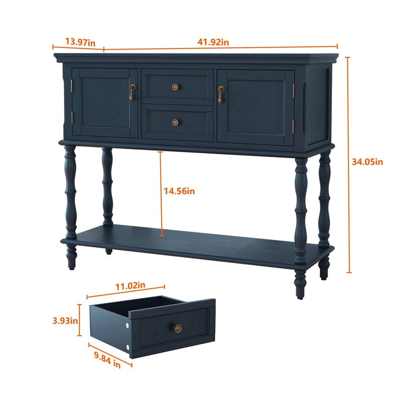 42” Farmhouse Modern Console Table Entryway w/ Storage Shelf Navy Blue2