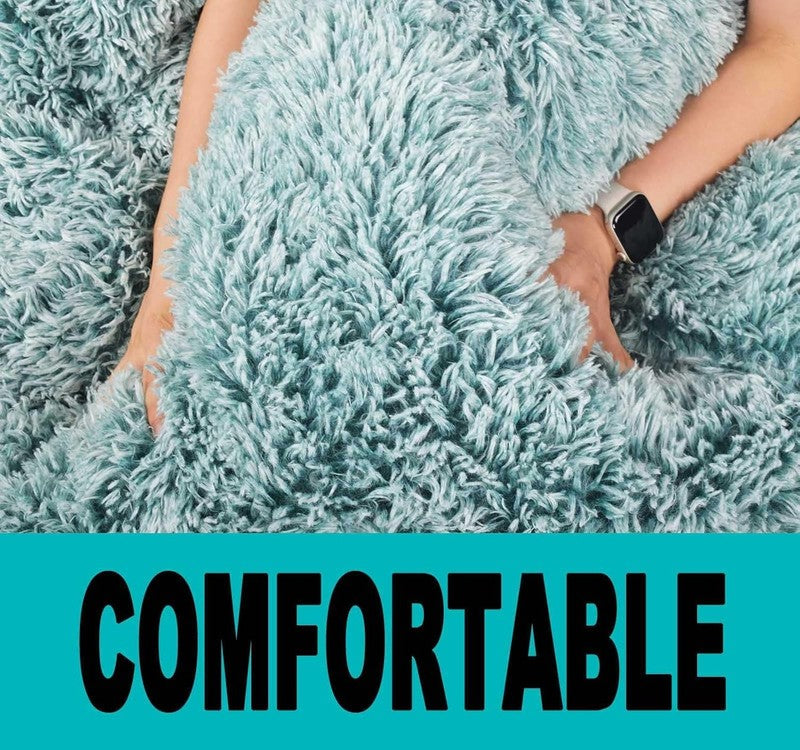 Fluffy Bean Bag Chair for Kids 2.5FT Memory Foam Faux Fur Dark Green3