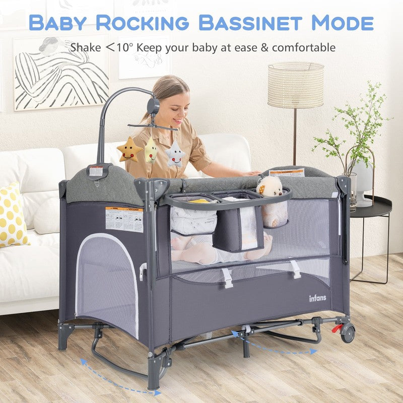 5 in 1 Portable Playard, Larger Size Baby Bassinet Bedside Sleeper, Diaper Chang1