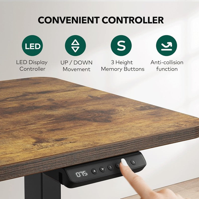 L-Shaped 63x55 Electric Standing Desk Adjustable Height Rustic Brown5