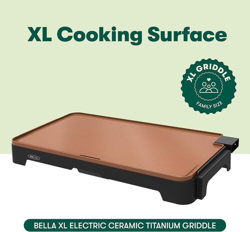 XL Electric Ceramic Titanium Griddle, Make 15 Eggs at Once, Healthy-Eco Non-Stic3