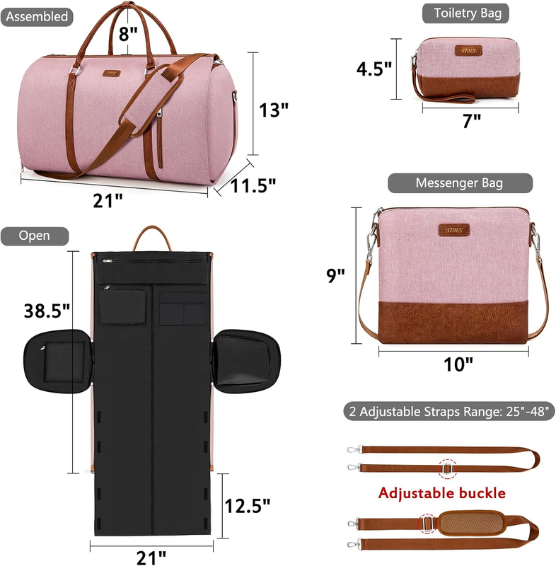 2in1 Garment Duffle Bag Shoe Compartment 4Pc Set Travel Carry On4