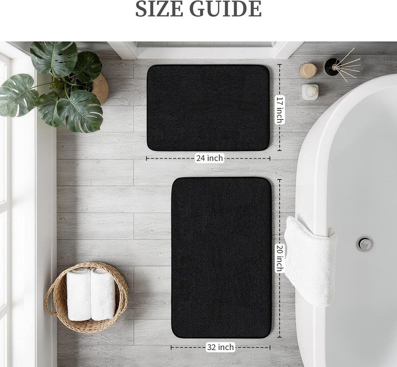 Memory Foam Bathroom Rugs Sets 2 Piece - 0.87" Thick Soft Towel-Like Absorbent B1