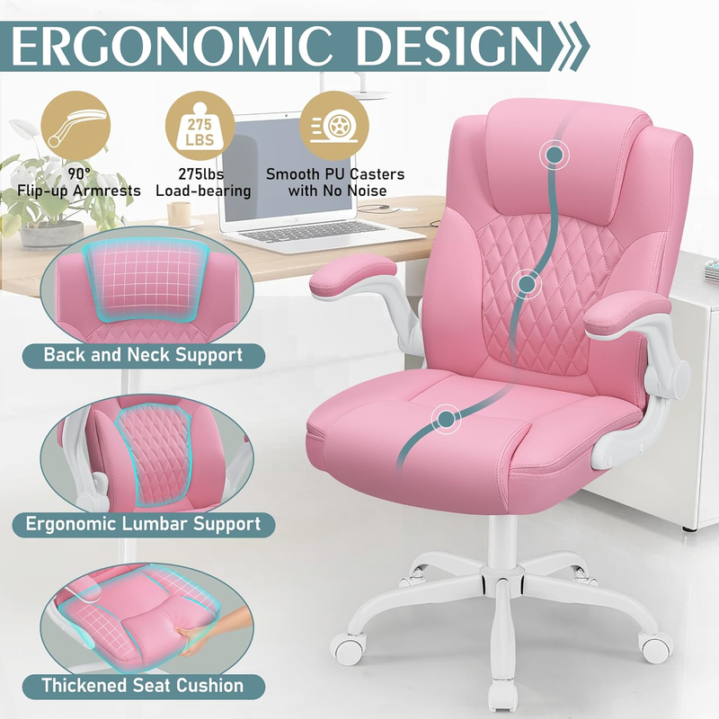 PU Leather Office Chair Ergonomic Swivel Desk Gaming Chair Wheels5