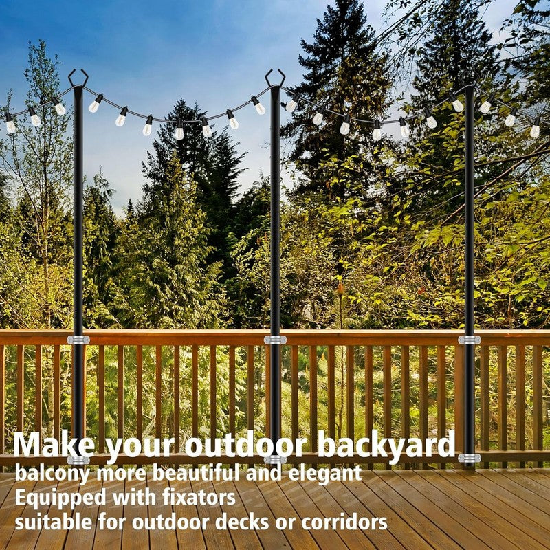 10Ft String Light Poles 4 Pack,Light Poles for outside Lights,Outdoor with Fence3