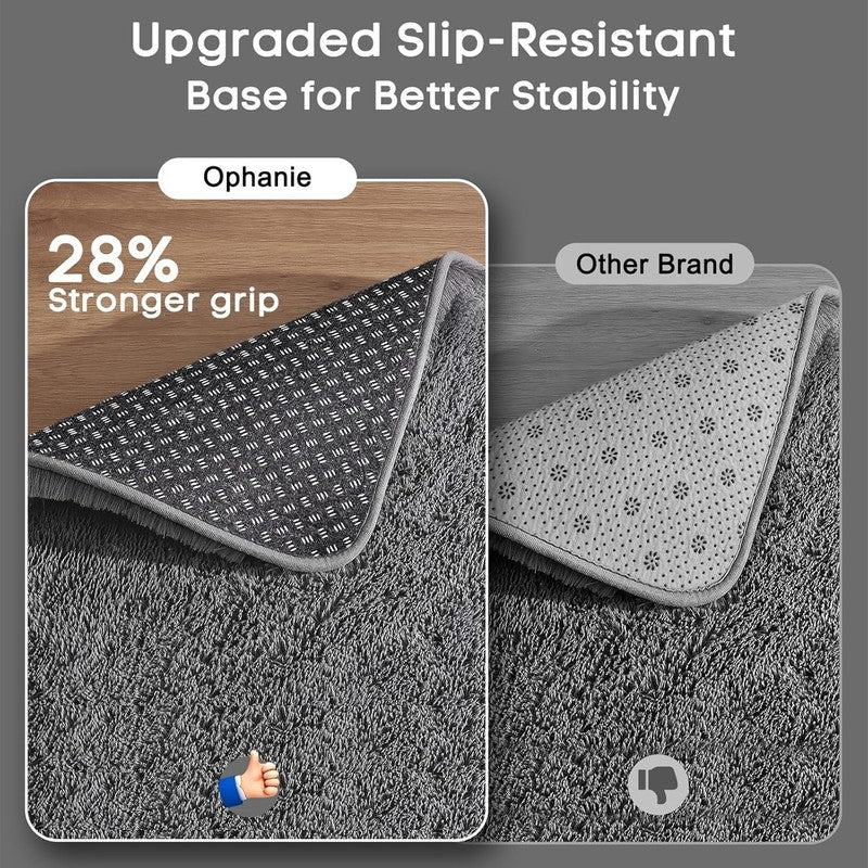 Area Rugs for Living Room Bedroom, Upgrade Non-Slip Fluffy Soft Grey Shag Carpet3