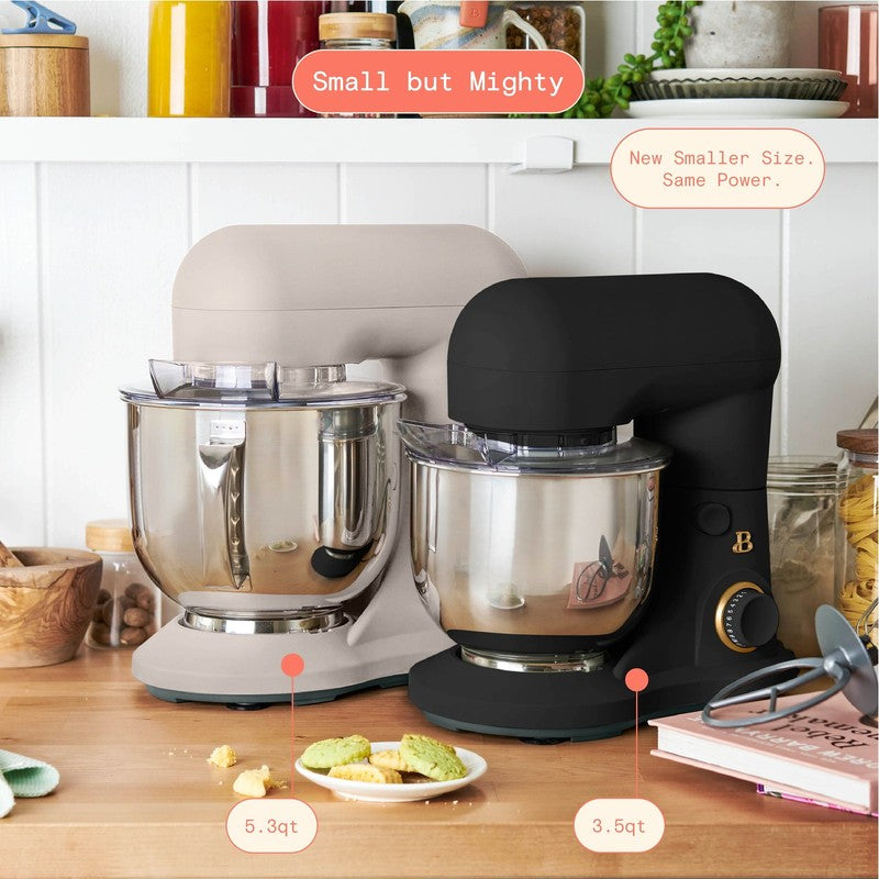 3.5 Qt Stand Mixer Black Sesame w/ Flat Beater Dough Hook & Whisk1
