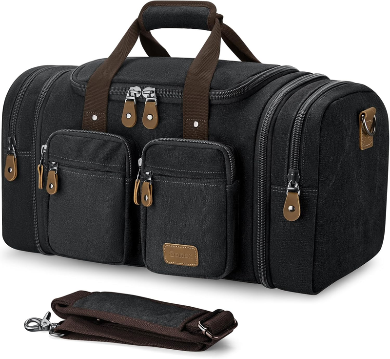 Expandable 60L Canvas Duffle Bag Dark Grey Travel Gym Weekender Carry On0