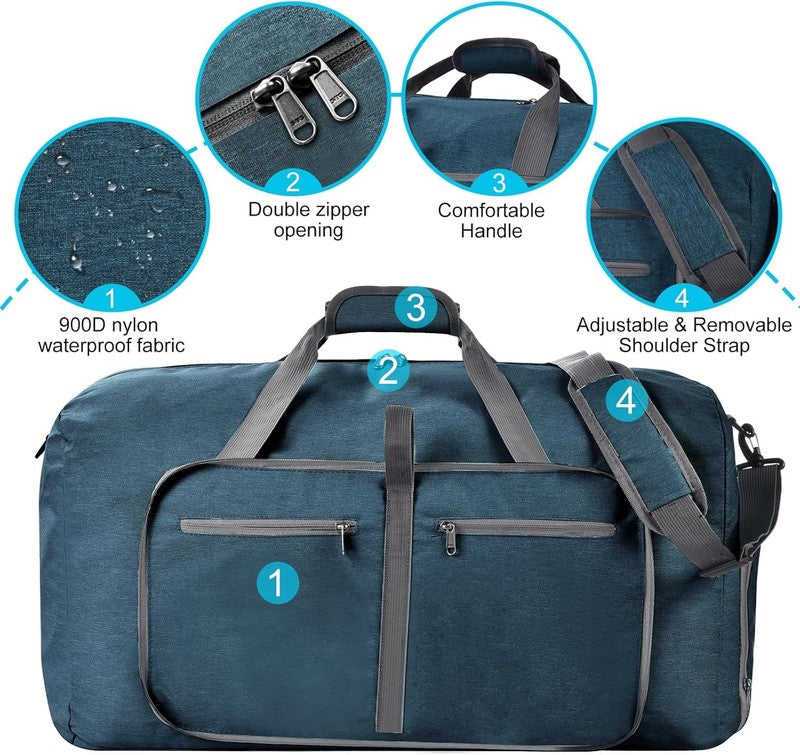 Duffle Bag Shoes Compartment Foldable Travel Waterproof Adjustable Strap Men3