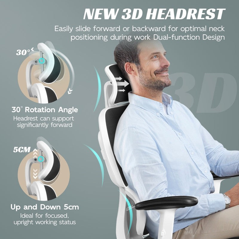 Ergonomic High Back Office Chair with Lumbar Support and Cushion, 300Lbs, White4