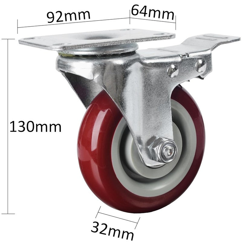 4 Inch Caster Wheels Set of 4 with Brake Heavy Duty Plate Swivel Casters Premium2