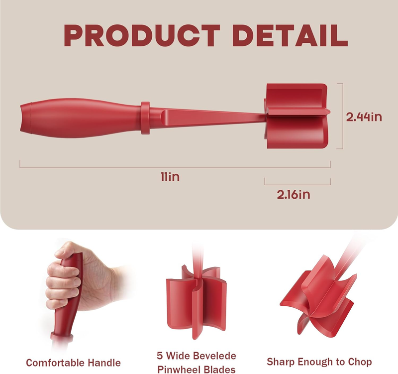 Meat Chopper Hamburger Smasher Ground Beef Grinder Tool Red Kitchen1