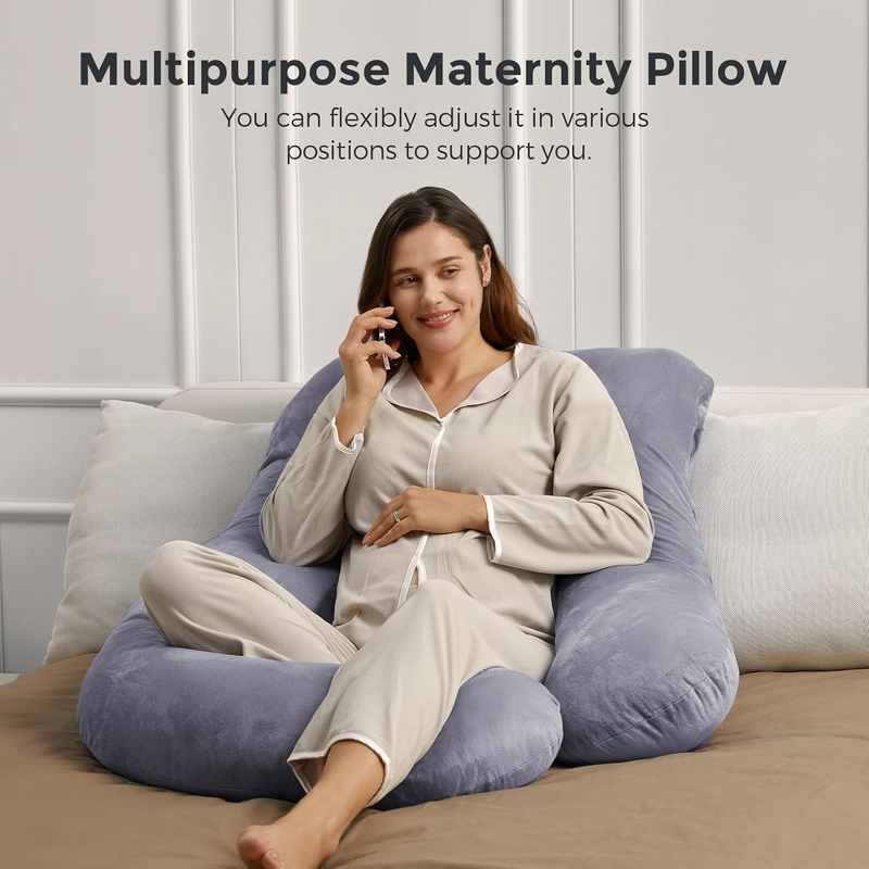 57in U Shaped Pregnancy Pillow Full Body Maternity Pillow Gray9