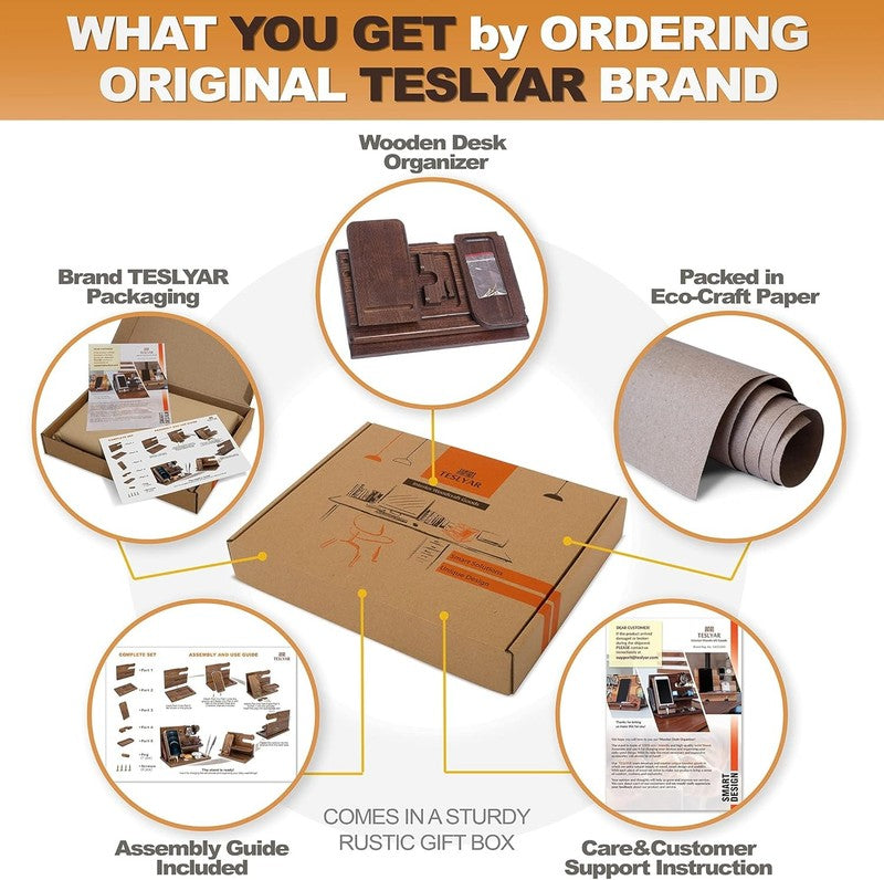 Wood Phone Docking Station for Men - Desk or Nightstand Organizer - Birthday Gif7