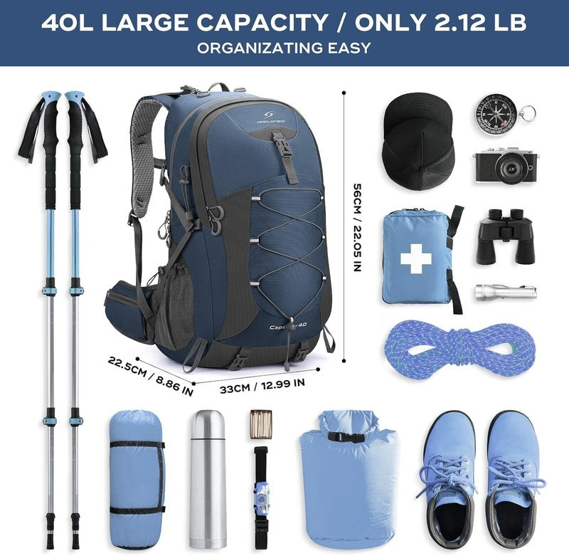 Hiking Backpack,Camping Backpack,40L Waterproof Hiking Daypack with Rain Cover,L1